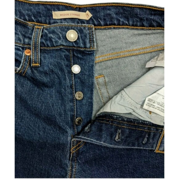 Levis Jean Shorts  Womens 27  Button-Fly High-Rise Cut Off Wedgie Straight Denim - Picture 3 of 8